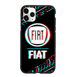 Чехол iPhone 11 Pro матовый Значок Fiat в стиле glitch на темном фоне, цвет: 3D-черный