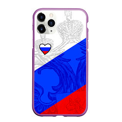 Чехол iPhone 11 Pro матовый Сердечко - Россия, цвет: 3D-фиолетовый