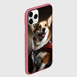 Чехол iPhone 11 Pro матовый Корги в красном плаще, цвет: 3D-малиновый — фото 2
