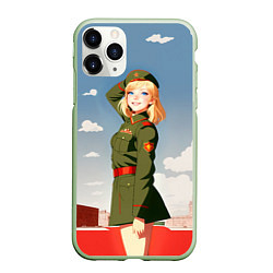 Чехол iPhone 11 Pro матовый Боевая девчонка, цвет: 3D-салатовый