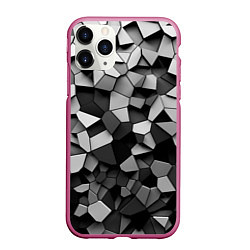 Чехол iPhone 11 Pro матовый Серые стальные плиты, цвет: 3D-малиновый
