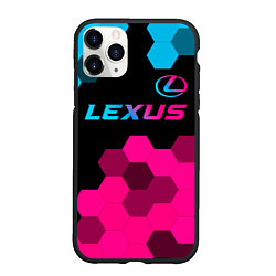 Чехол iPhone 11 Pro матовый Lexus - neon gradient: символ сверху, цвет: 3D-черный