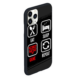 Чехол iPhone 11 Pro матовый Eat, sleep, GTA, repeat, цвет: 3D-черный — фото 2