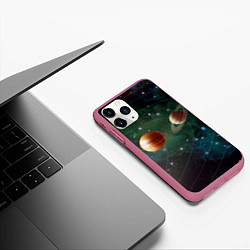 Чехол iPhone 11 Pro матовый Планетная система, цвет: 3D-малиновый — фото 2