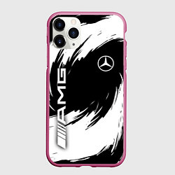 Чехол iPhone 11 Pro матовый Mercedes benz - white color, цвет: 3D-малиновый