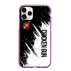 Чехол iPhone 11 Pro матовый Chicken gun - белая краска, цвет: 3D-фиолетовый