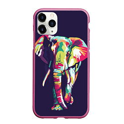 Чехол iPhone 11 Pro матовый По улице слона водили, цвет: 3D-малиновый