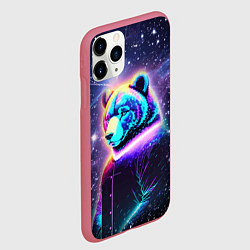 Чехол iPhone 11 Pro матовый Светящийся космический медведь, цвет: 3D-малиновый — фото 2