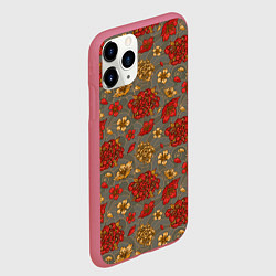 Чехол iPhone 11 Pro матовый Японские цветы-пионы, цвет: 3D-малиновый — фото 2