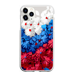 Чехол iPhone 11 Pro матовый Флаг РФ из цветов