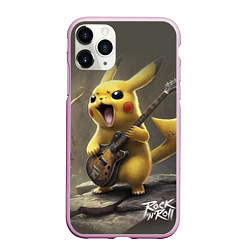 Чехол iPhone 11 Pro матовый Pikachu rock, цвет: 3D-розовый