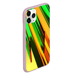 Чехол iPhone 11 Pro матовый Зелёные и оранжевые пластины, цвет: 3D-розовый — фото 2