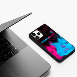 Чехол iPhone 11 Pro матовый Cyberpunk 2077 - neon gradient: символ сверху, цвет: 3D-черный — фото 2