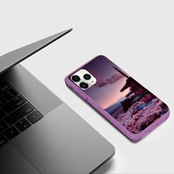 Чехол iPhone 11 Pro матовый Японский городок, цвет: 3D-фиолетовый — фото 2