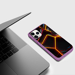 Чехол iPhone 11 Pro матовый Неон на черном фоне, цвет: 3D-фиолетовый — фото 2