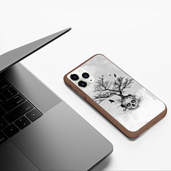 Чехол iPhone 11 Pro матовый Дерево растёт из черепа, цвет: 3D-коричневый — фото 2