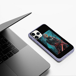 Чехол iPhone 11 Pro матовый Девушка самурай с мечом, цвет: 3D-светло-сиреневый — фото 2