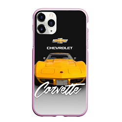Чехол iPhone 11 Pro матовый Американская машина Chevrolet Corvette 70-х годов