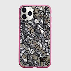 Чехол iPhone 11 Pro матовый Зеркальные пластины - паттерн, цвет: 3D-малиновый
