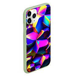Чехол iPhone 11 Pro матовый Бензиновые неоновые кристаллы, цвет: 3D-салатовый — фото 2