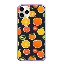 Чехол iPhone 11 Pro матовый Фрукты и ягоды, цвет: 3D-светло-сиреневый