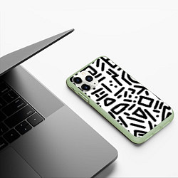Чехол iPhone 11 Pro матовый Текстура паттерн, цвет: 3D-салатовый — фото 2