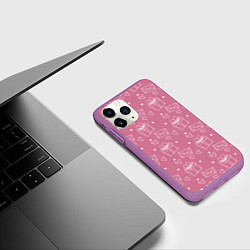 Чехол iPhone 11 Pro матовый Влюбленным паттерн, цвет: 3D-фиолетовый — фото 2