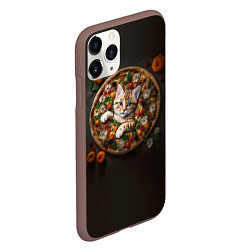 Чехол iPhone 11 Pro матовый Кот в пицце, цвет: 3D-коричневый — фото 2