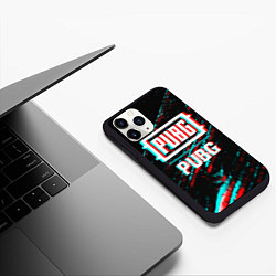 Чехол iPhone 11 Pro матовый PUBG в стиле glitch и баги графики на темном фоне, цвет: 3D-черный — фото 2