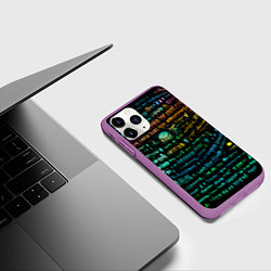 Чехол iPhone 11 Pro матовый Символы психоделика - нейронная сеть, цвет: 3D-фиолетовый — фото 2