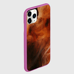 Чехол iPhone 11 Pro матовый Оранжевый абстрактный дым, цвет: 3D-фиолетовый — фото 2