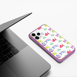 Чехол iPhone 11 Pro матовый Яркие рыбки, цвет: 3D-фиолетовый — фото 2