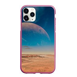 Чехол iPhone 11 Pro матовый Пустыня и очертания планеты, цвет: 3D-малиновый