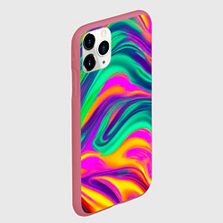 Чехол iPhone 11 Pro матовый Градиентные цветные волны, цвет: 3D-малиновый — фото 2