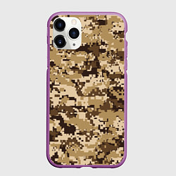 Чехол iPhone 11 Pro матовый Коричнево-желтый камуфляжный фон, цвет: 3D-фиолетовый