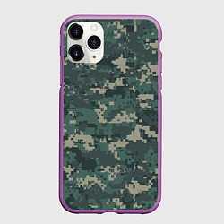 Чехол iPhone 11 Pro матовый Зелено-серый камуфляжный фон
