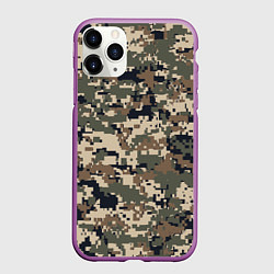 Чехол iPhone 11 Pro матовый Коричнево - черный камуфляж, цвет: 3D-фиолетовый