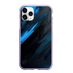Чехол iPhone 11 Pro матовый Синяя краска на черном фоне, цвет: 3D-светло-сиреневый
