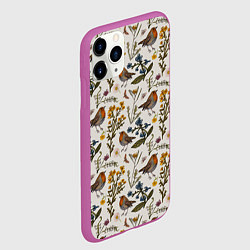 Чехол iPhone 11 Pro матовый Птицы малиновки и зверобой, цвет: 3D-фиолетовый — фото 2