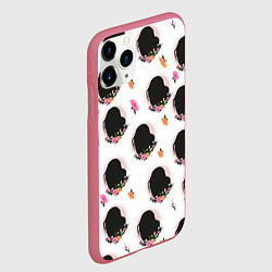 Чехол iPhone 11 Pro матовый Женский силуэт с цветами, цвет: 3D-малиновый — фото 2