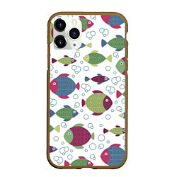 Чехол iPhone 11 Pro матовый Милые рыбки, цвет: 3D-коричневый