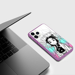 Чехол iPhone 11 Pro матовый Стикер - шинобу кочо, цвет: 3D-фиолетовый — фото 2