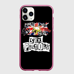 Чехол iPhone 11 Pro матовый Sex Pistols - punks not dead, цвет: 3D-малиновый