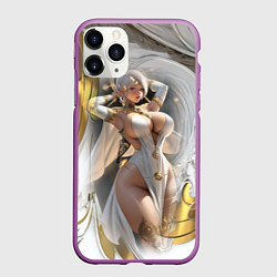 Чехол iPhone 11 Pro матовый Девушка с аппетитными формами в золотом, цвет: 3D-фиолетовый