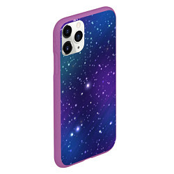 Чехол iPhone 11 Pro матовый Фиолетовая розовая звездная туманность в космосе, цвет: 3D-фиолетовый — фото 2