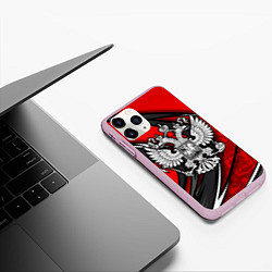 Чехол iPhone 11 Pro матовый Герб РФ - красная органика, цвет: 3D-розовый — фото 2