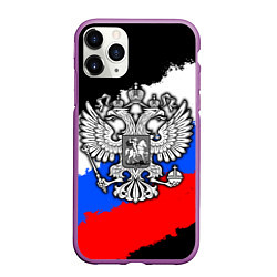 Чехол iPhone 11 Pro матовый Триколор - герб РФ