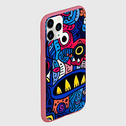 Чехол iPhone 11 Pro матовый Монстры в синем и розовом - нейросеть, цвет: 3D-малиновый — фото 2
