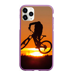 Чехол iPhone 11 Pro матовый Велосипедист на закате