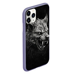 Чехол iPhone 11 Pro матовый Волк - grunge style, цвет: 3D-серый — фото 2